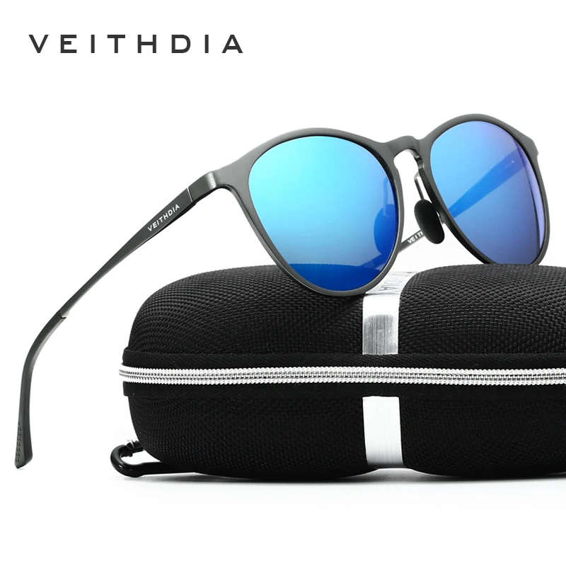 VEITHDIA Unisex Vintage Sunglasses Round Polarized UV400 Lens Sun Glasses Aluminum Brand Designer Glasses for Men/Women 6625