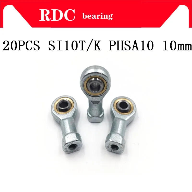 

Free Shipping 20pcs SI10T/K PHSA10 10mm High quality rod end joint bearing metric female right hand thread M10X1.5mm rod end