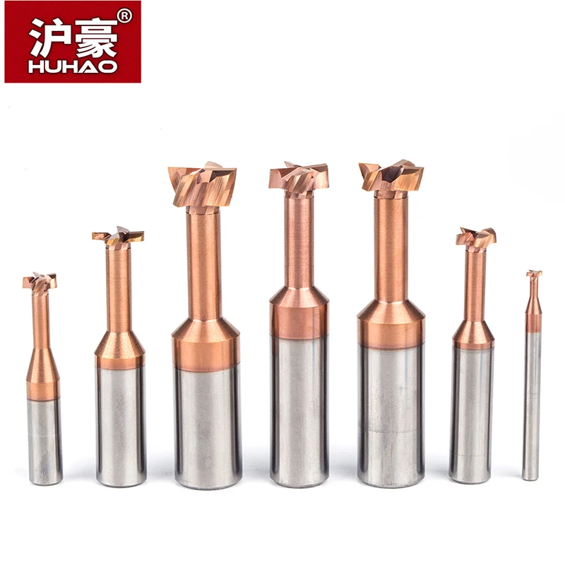 HUHAO-Fraise à rainurer en acier au tungstène, fraise à rainurer de type T, alliage global, outil CNC, fraise en bout, tige de 4mm, 6mm, 8mm, 10mm,