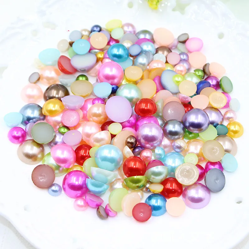 8mm Imitation Pearl Nail Art Half Bead Wholesale Wedding Bridal Beads For DIY Jewelry Making 100pcs/lot 20171012