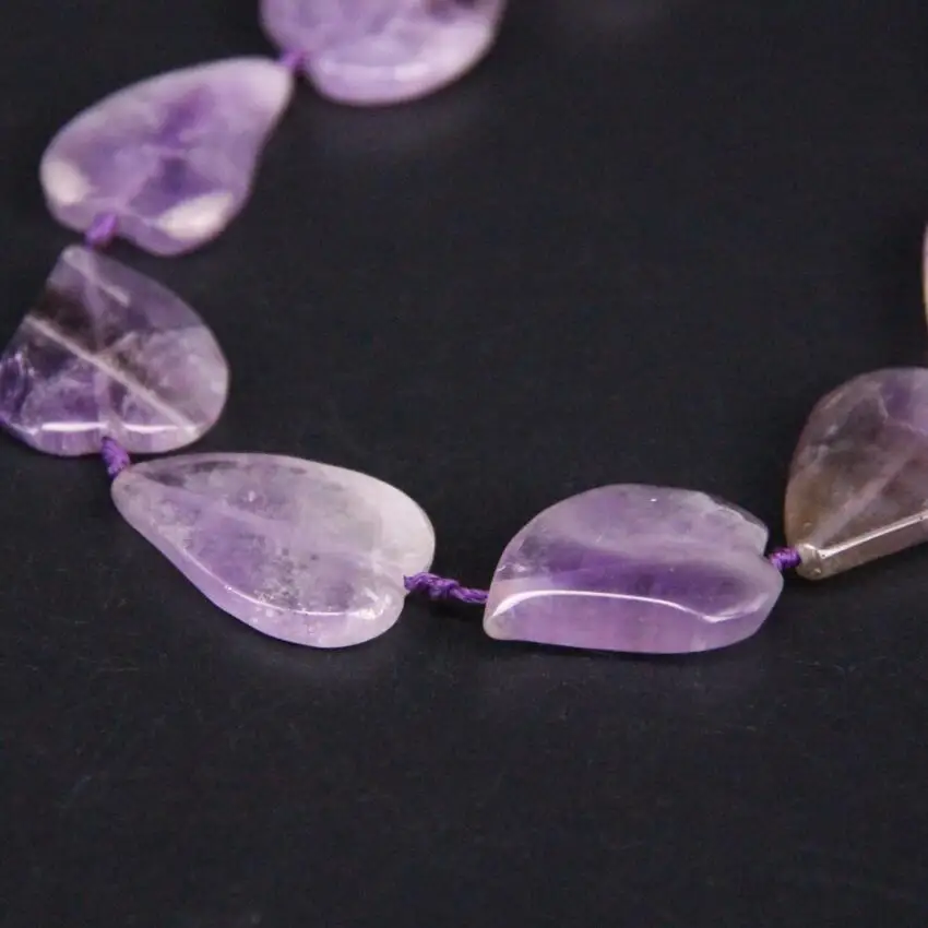 13pcs Natural Amethysts Flat Heart-Shaped Slab Loose Beads,Purple Crystal Quartz Slice Pendant Necklace Bracelet Jewelry Making