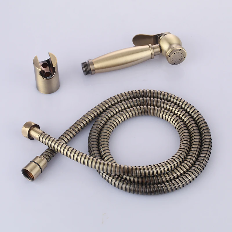 Imagem -02 - Bronze Antigo Toalete Conjunto de Bidé à Mão Pulverizador da Fralda Chuveiro Shattaf Bidé Pulverizador Douche Kit Jet com Suporte 1.5m Mangueira