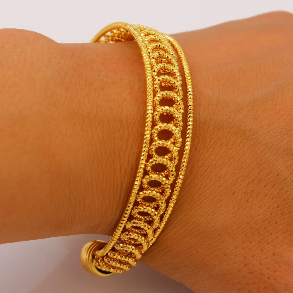Adixyn Width 12mm Dubai Gold Bangles Women Men Gold Color Bangles&Bracelets African/Ethiopian/Arab/Kenya Wedding Gifts