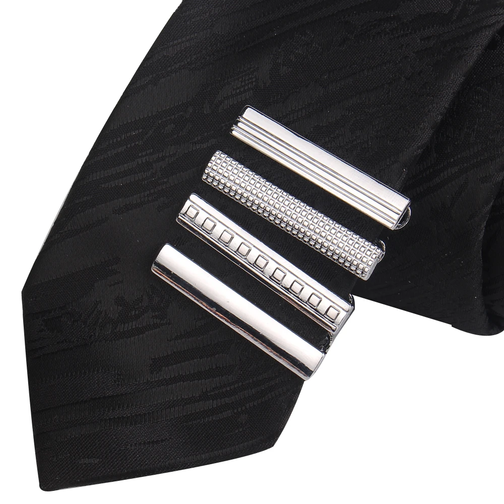 New Silvery Tie Clip For Men Classic Meter Tie Clips Alloy Tie Bar Quality Enamel Tie Collar Pin Crystal Business Corbata