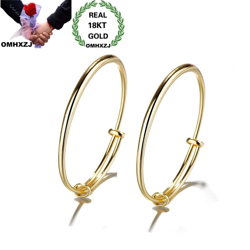 

OMHXZJ Wholesale European Fashion Hot Jewelry Woman Girl Party Birthday Wedding Mother Gift Simple Blank 18KT Gold Bangle BA125