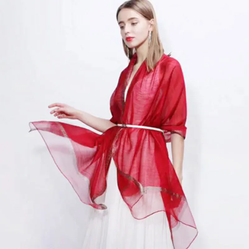 Designer 2024 Solid Silk Scarf Women Scarves Shawls And Wraps Pashmina Muslim Chiffon Hijab Foulard Femme Beach Stoles Bandana