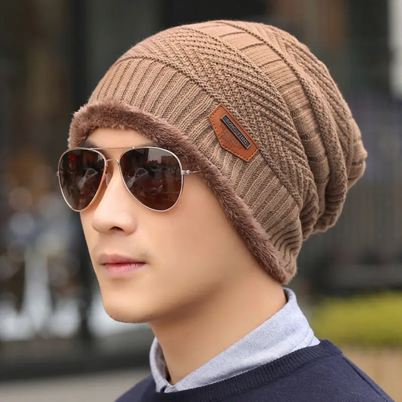 High Quality Add Wool Cotton Warm Winter Hat Knit Cap Winter Hats For Men Women Knitted Hat Fur Beanies Knit Hat Skullies