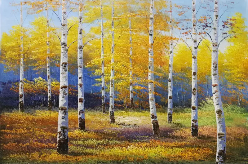 

Hand Painted Oil Painting on Canvas Modern Abstract Tree Forest Landscape Canvas Painting Wall Art Picture for Home Decoration