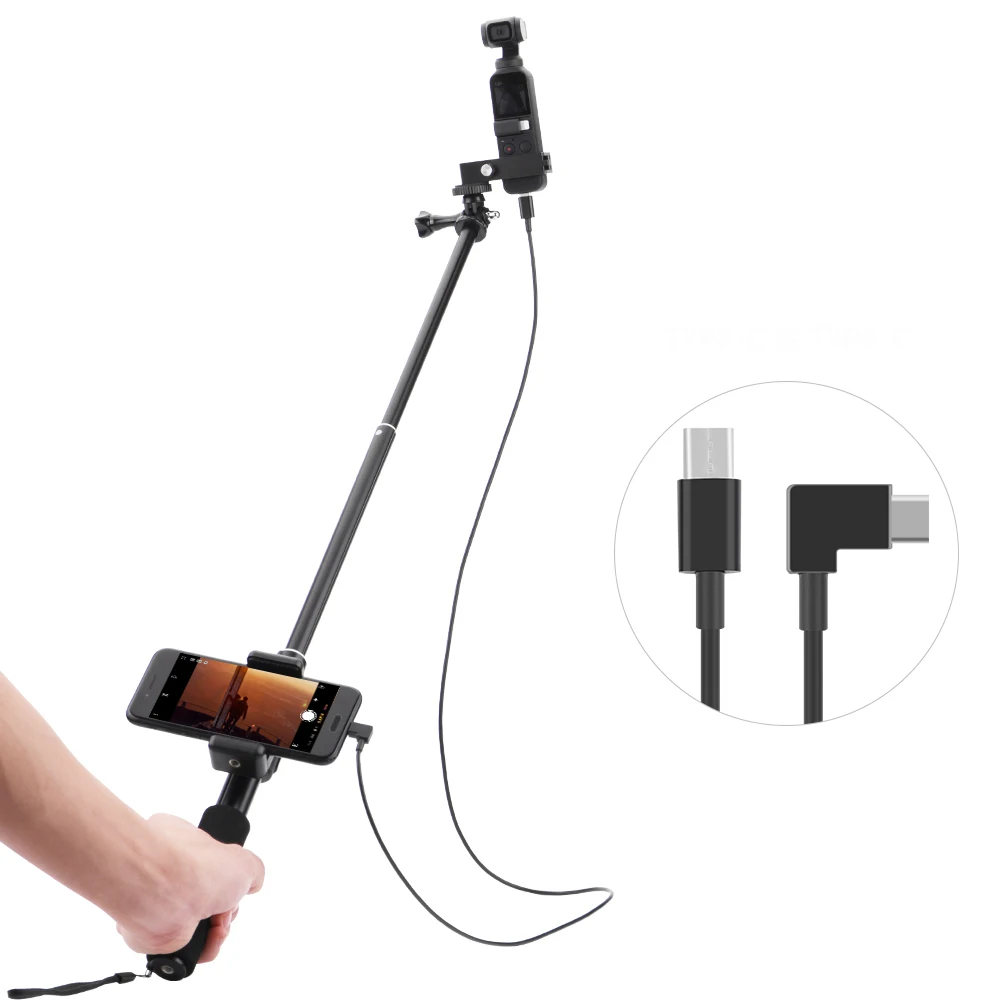 Phone Mount Module Extension Pole Rod Selfie Stick for DJI OSMO Pocket/Pocket 2 Gimbal Cable for Type-c IOS Android Accessory