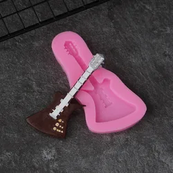 Guitar Shape 3D Silicone Mold Instrument Bass Fondant Cake Decorating Mould Cupcake Paste Molds For Music Theme Cake