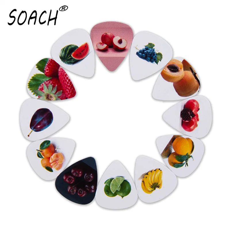 SOACH 50pcs/lot 0.46/0.71/1.0mm All kinds of fruit Acoustic Guitar picks pick Accessories guitar paddle bass Guitar ukulele