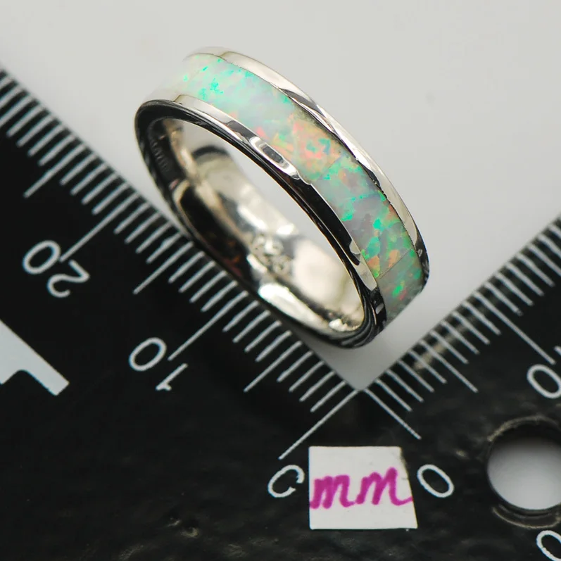 White Fire Opal Women 925 Sterling Silver Ring A27 Size 6 7 8 9 10