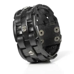 TYO New Fashion Hand-woven Bandage Charm Men's Bracelets Popular Simple Mosaic Wrap Black Leather Bangles Jewelry.