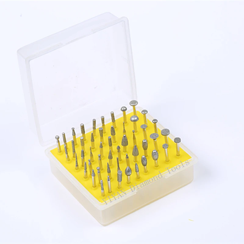 50 pcs set berlian gerinda grinding bit set untuk dremel rotary alat dengan 3mm shank dia baru kedatangan gratis pengiriman