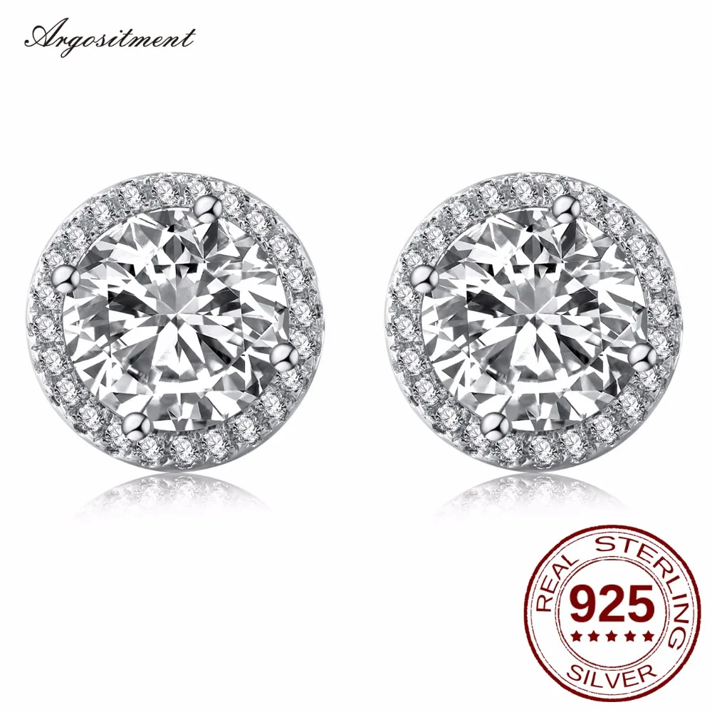 Queen Hot Sale Women Earring Stud  Jewelry Stud Earrings with Round 925 Sterling Silver  3 Size 6MM 8MM 10MM