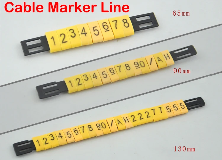 100pcs/Lot 65mm MS-65 90mm MS-90 130mm MS-130 Balck PVC Flat Marking Line Cable Marker Strip