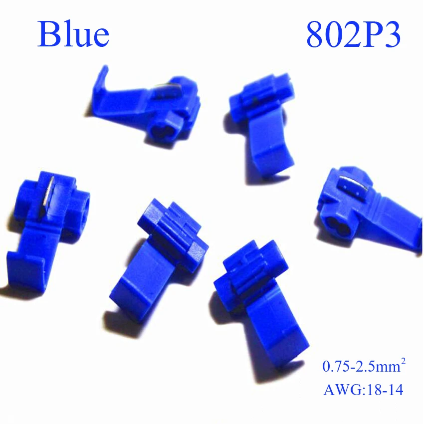 10pcs/lot 801P3 Red or 802P3 Blue Quick Splice Crimp Terminal G12 22-18AWG 18-14AWG Hard Soft 0.5-1.0 Wire Connector