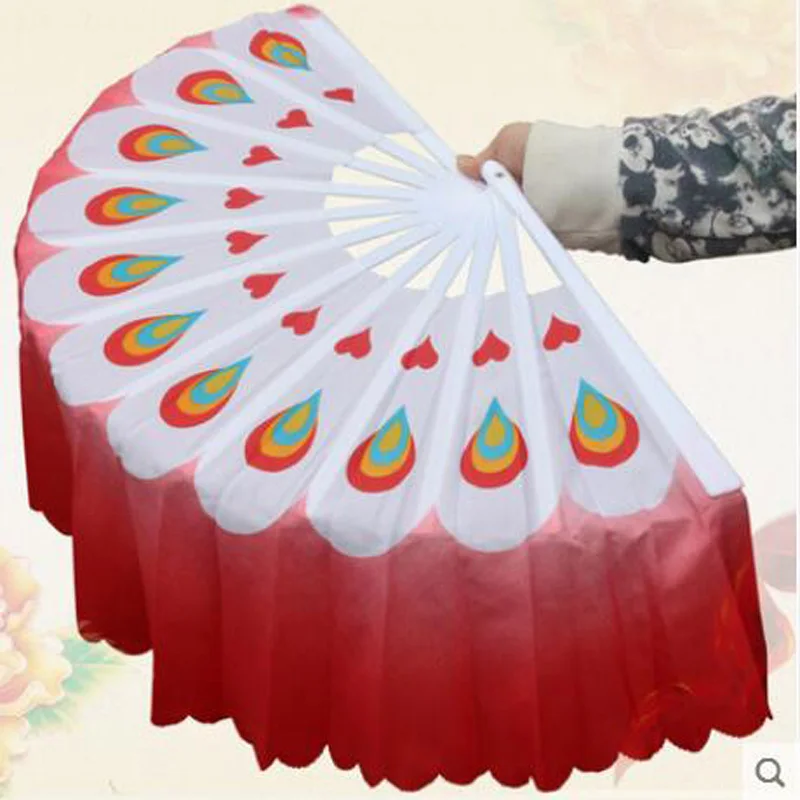 New Arrival polyester Peacock design Belly Dance Fans nice double-side Stage performance Props Fan Veils 5 colors