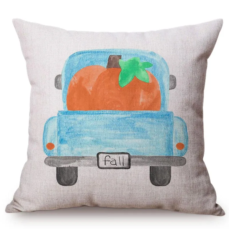 Thanksgiving Watercolor Painting Pumpkin Sofa Throw Pillow Case Happy Festival Children's Room Decoration Cushion Cover