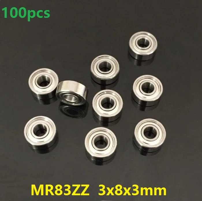 100pcs/lot MR83ZZ MR83 ZZ MR83Z Mini Ball Bearing 3x8x3mm deep groove ball bearing 3*8*3 mm