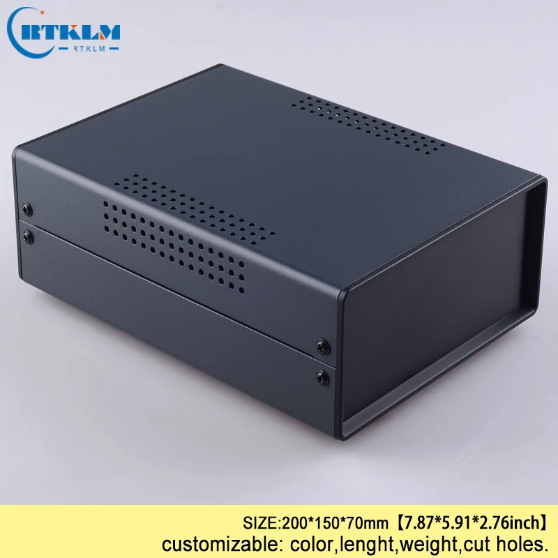 Eisen-Projektbox-Gehäuse für Elektronik DIY Verbindungsbox Instrumentengehäuse Maßgefertigtes Desktop-Gehäuse 200*150*70mm Schwarze Box – Detail 9