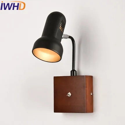 

IWHD Angle Adjustable Arm Sconce LED Wall Lamp With Switch Iron Modern Wall Light Fixtures Home Lighting Wood Lighting Stairs
