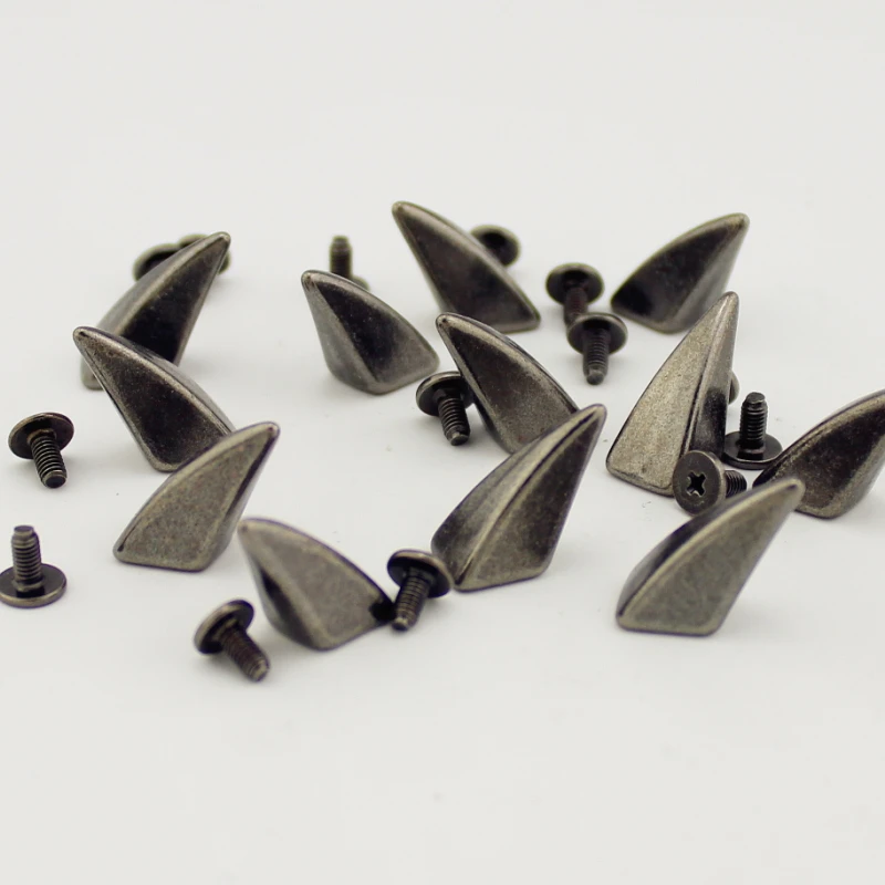 10PCS 10*20mm Gun-black Punk Rock DIY Studs Rivets Horn Shark Fin Screwback Spikes Decoration Metal Bullet tachuelas para ropa