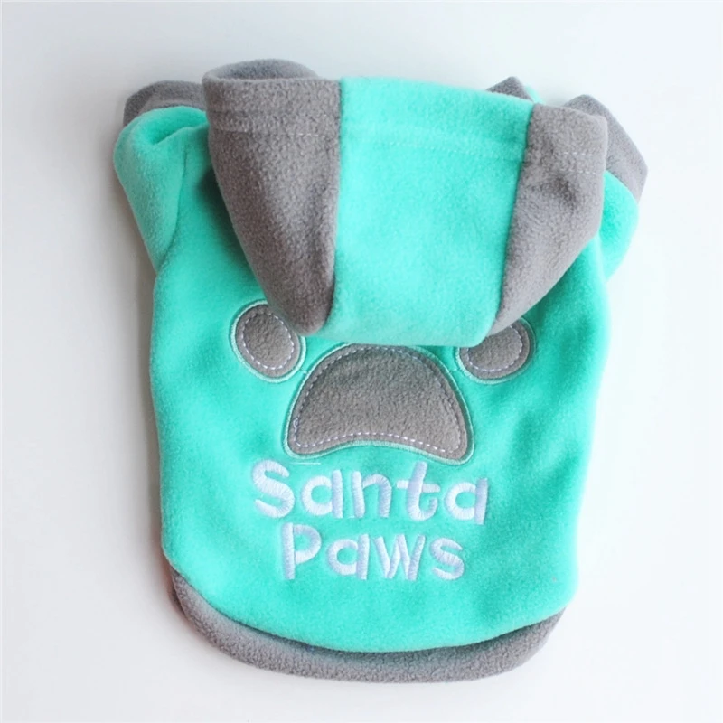 Warm Fleece Dog Clothes Santa Claus Paws Hoodie Pet Dog Coat Puppy Costume Sweater Outfit For Small Dog Teddy Chihuahua Clothes