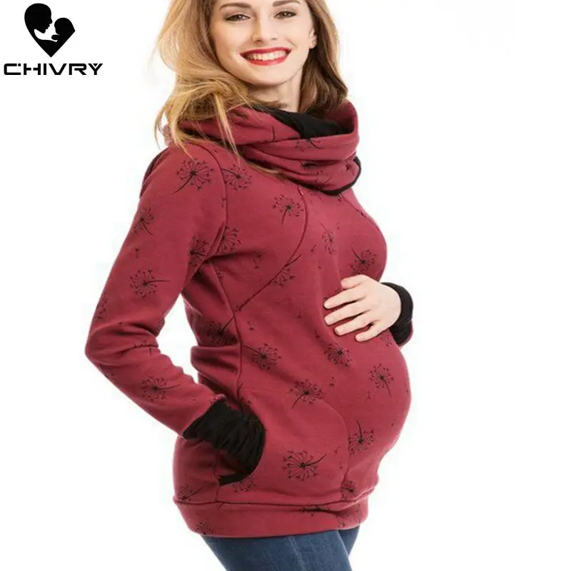 Chivry ฤดูใบไม้ร่วง Maternity เสื้อกันหนาวเสื้อผ้า Hooded ตั้งครรภ์ Hoodies ผู้หญิงพยาบาลการตั้งครรภ์ Sweatshirt