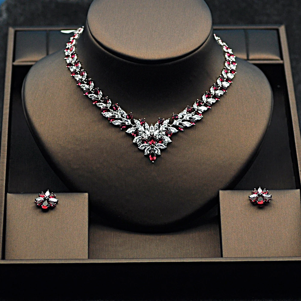 HIBRIDE Beautiful Women Bridal Jewelry Set With Colorful Cubic Zircon White Gold Color Necklace Set Parure Bijoux Femme N-275 - Image 4