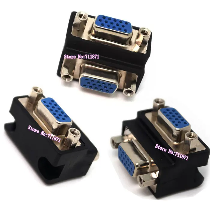 90 Độ Góc Nữ Để Nữ 15P VGA D-Sub Cổng Kết Nối Quay 90 Độ 15Pin DB15 Nữ adapter 15P VGA Kéo Dài Liên