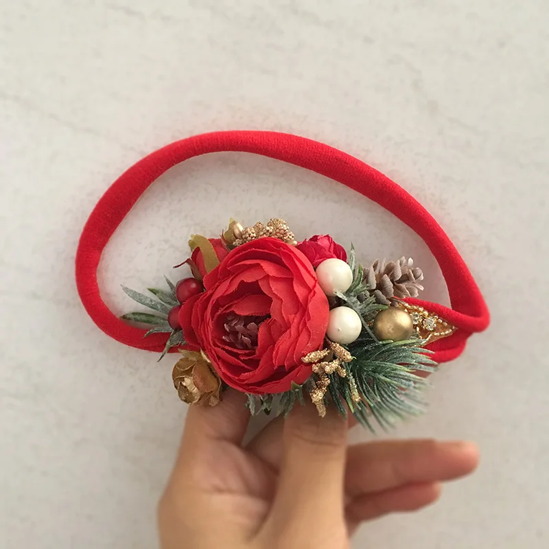 Christmas Red White Flower Headband