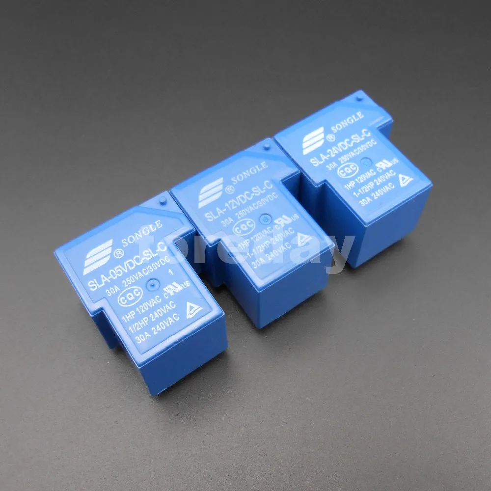 

100PCS Blue SLA-05 12 24VDC-SL-C 6 Pins SONGLE R Power Relay 5V 12V 24V DC SPST SLA Original 30A Switching T90 Relays *FD690-692