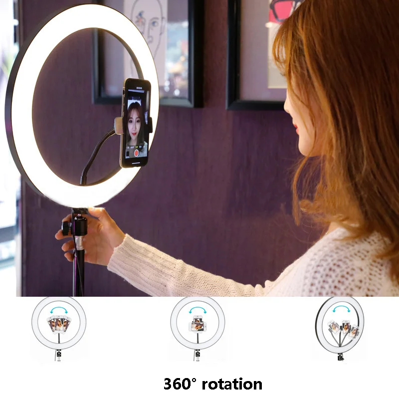 Nuovo LED Ad Anello Flash Luci con il Supporto per Iphone Xiaomi Huawei cellulari Samsung HA CONDOTTO LA Lampada Flash con Testa A Sfera per treppiede Blogger