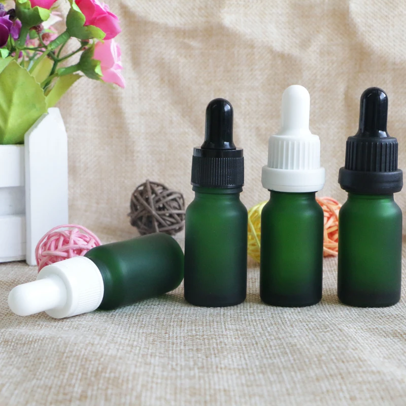 10 ml Groene Fles Dropper Navulbare Thee Tree Olie Essentiële Aromatherapie Parfum Container Vloeibare Pipet Fles 150 stks