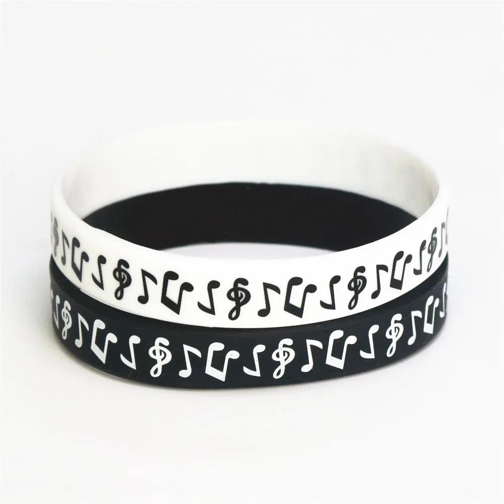 

1PC New Design Ink Filled Logo Music Note Silicone Wristband for Music Fans Black Silicone Rubber Bracelets &Bangles Gift SH121