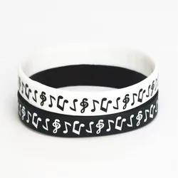 1PC New Design Ink Filled Logo Music Note Silicone Wristband for Music Fans Black Silicone Rubber Bracelets &Bangles Gift SH121