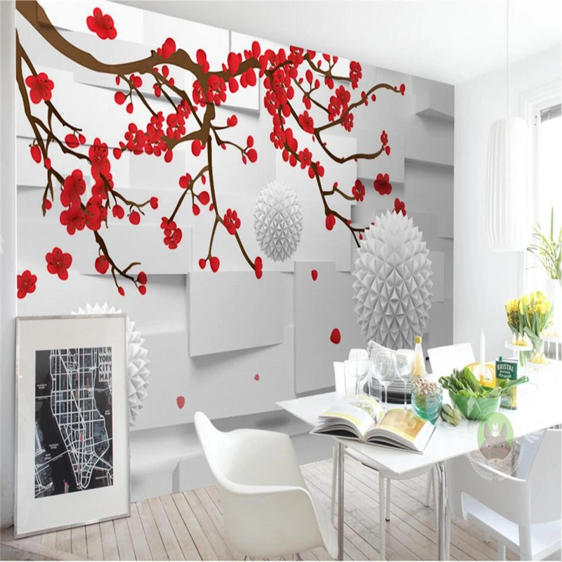 beibehang Custom Photo Wallpaper Mural ball flower Brick Wall Modern TV Background Wall papel de parede wallpaper for wall