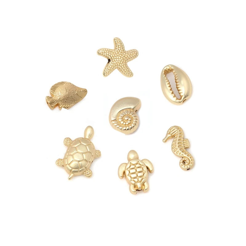 Doreenbeads Zinc Alloy Ocean Jewelry Beads Shell Turtle Sea Snail Horse Silver Color Color Gold Color Jewelry Making image 2