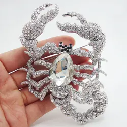 Fashion Jewelry Animal Scorpion Silver-plate Brooch Pin Clear Rhinestone Crystal