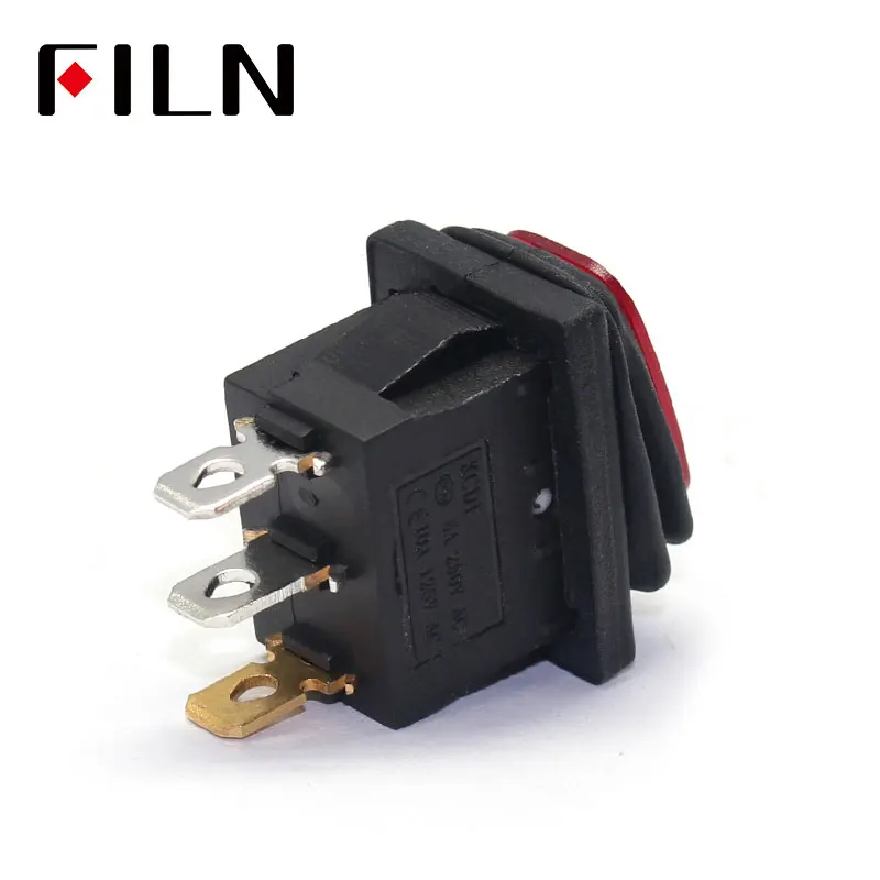 FILN mini on off seal waterproof rocker switch in 12v 220V IP67 lighting 10A 250vac push button switch rocker switch