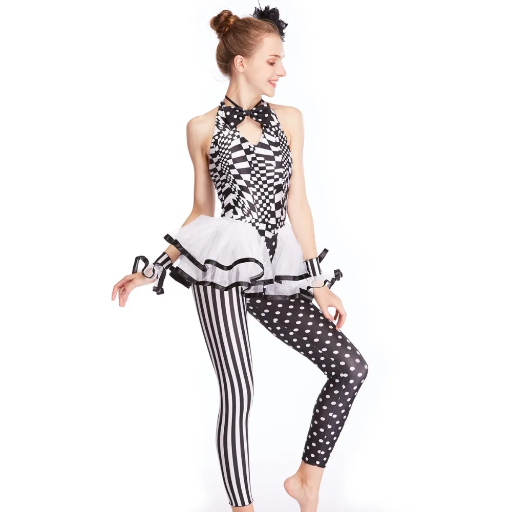 MiDee Charactor Dance Costume Performance Dancewear Black-and-white Print Dance Bodysuit Unitard Hip Hop Outfits