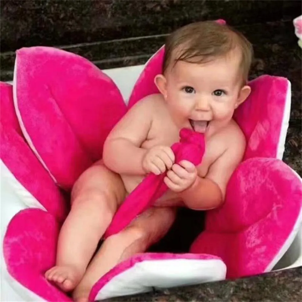 Newborn Baby Bathtub Foldable Blooming Bath Flower Bath Tub for Baby Blooming Sink Bath For Baby Play Bath Sunflower Cushion mat