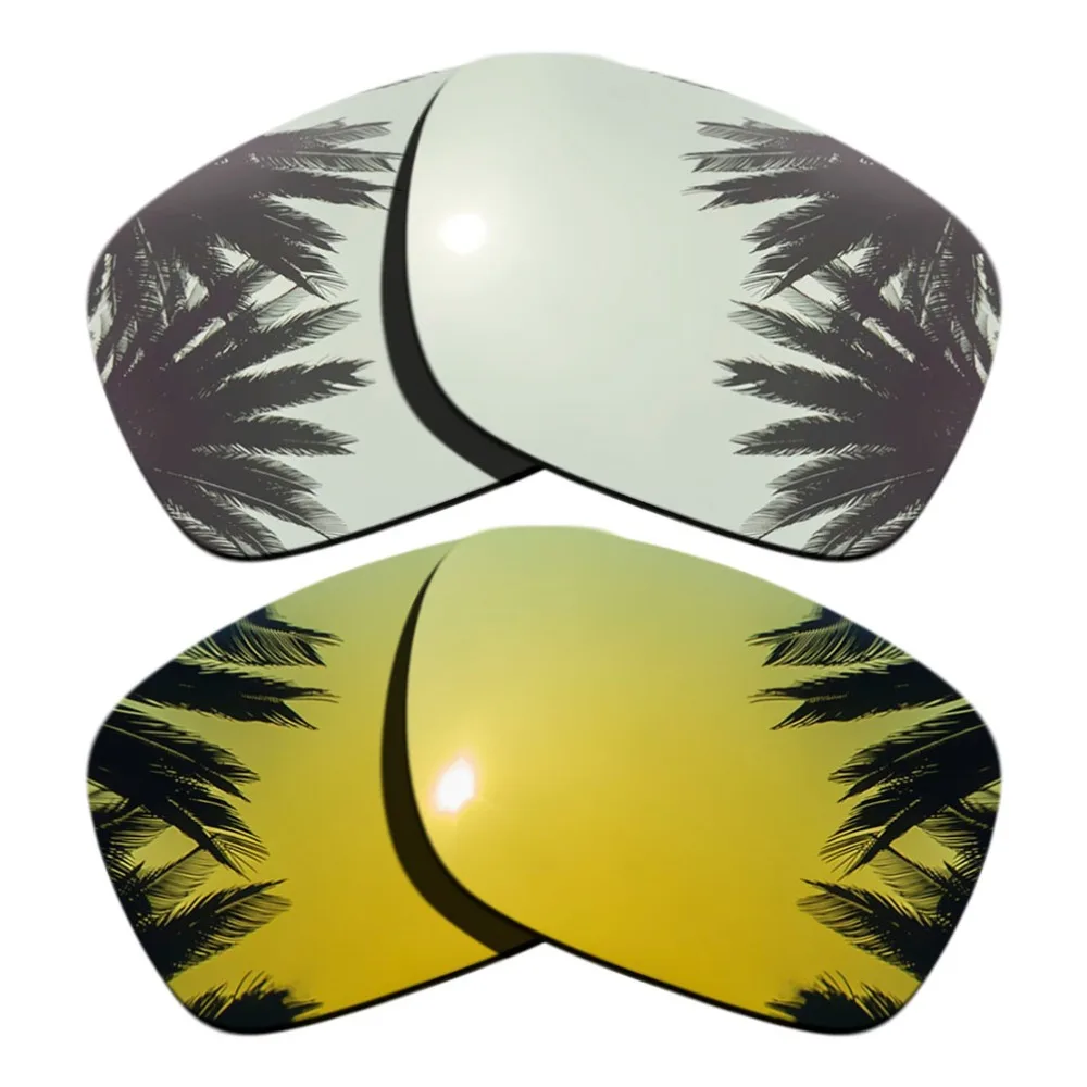 2 Pairs Polarized Replacement Lenses for Oakley Holbrook Frame Silver & 24K Gold Mirrored