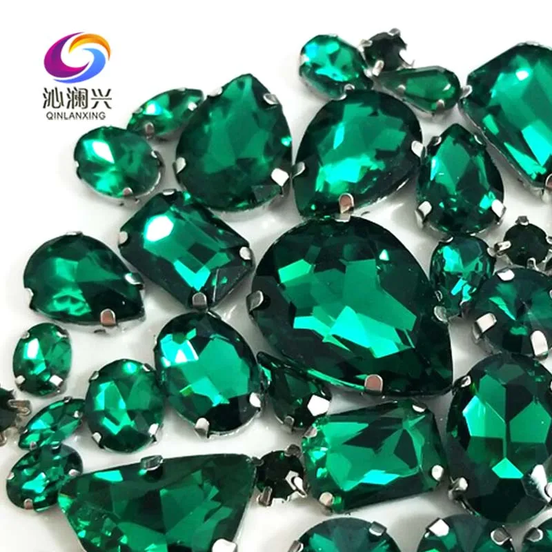 Mixed 68Pcs Malachite Green Top Grade Glass Crystal Rhinestones, Used for Needlework, Sewing Stones for Diy/Clothing Accessories