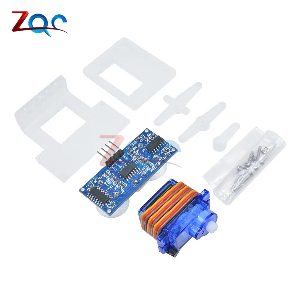 1 sztuk moduł ultradźwiękowy HC-SR04 + 1 sztuk 9G SG90 serwosilnik + 1 sztuk FPV dedykowane nylon uchwyt montażowy PTZ dla arduino kit