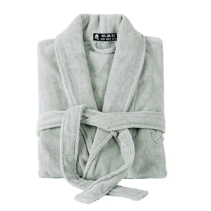 Men's Luxury Thick Long White Bathrobe, Cotton Robe, Soft Towel, Fleece, Plus Size, XXL, Nightgown, Kimono Robe