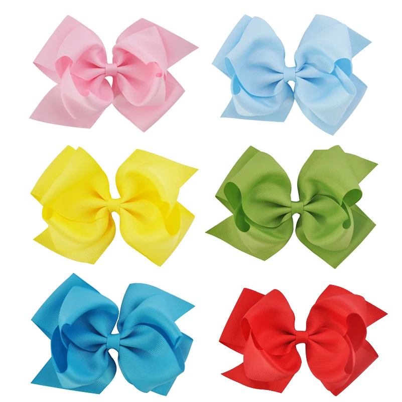 

30 Colors 6 Inch Kids Girls Solid Color Ribbon Hair Bow Two Layers Bow Knot Hairpins Barrette Boutique Hairclip Hair Accessories