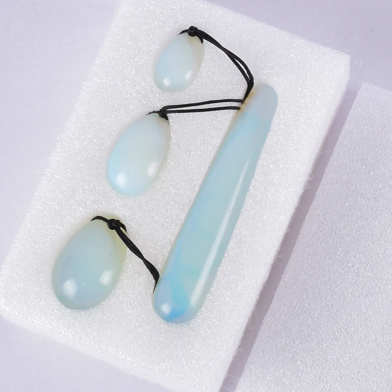 Yoni Egg Massage Wand 4 PCS /Set Drill Opalite Crystal Mineral Stone Ball Acupoint Tool Kegel Exercise Health Care Pelvic Vagina