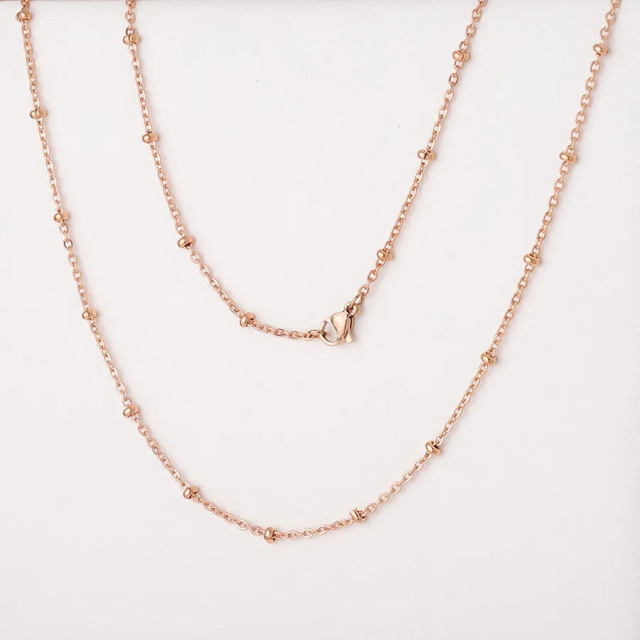 Fnixtar Stainless Steel Clamp Bead Chain Necklace Lobster Clasp Satellite Chains 2mm Thickness 3mm Ball Beads 20pcs/lot